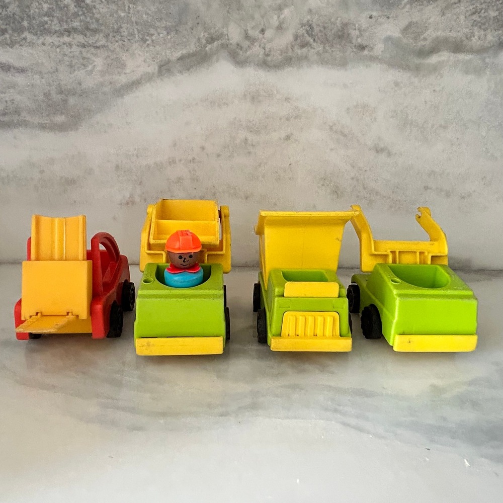 Vintage Lot of 5 1970's Fisher Price Little People Construction Vehicles